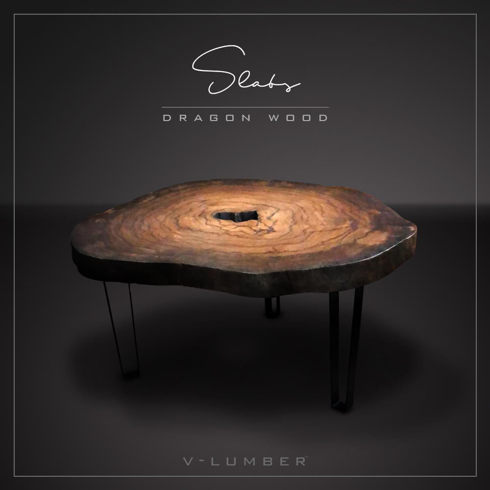 [DWCTBM-00016] COFFEE TABLE - DRAGON WOOD - ROUND - BLACK METAL LEGS