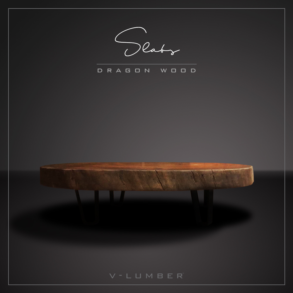 [DWCTBM-00017] COFFEE TABLE - DRAGON WOOD - ROUND - BLACK METAL LEGS